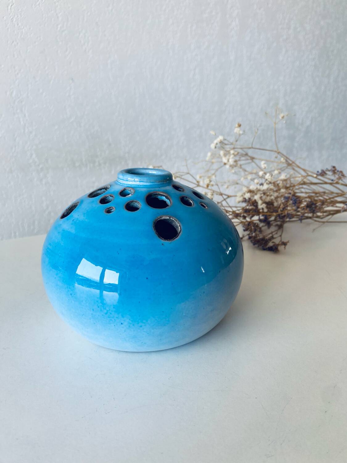 Flower spike vase signed Duriez