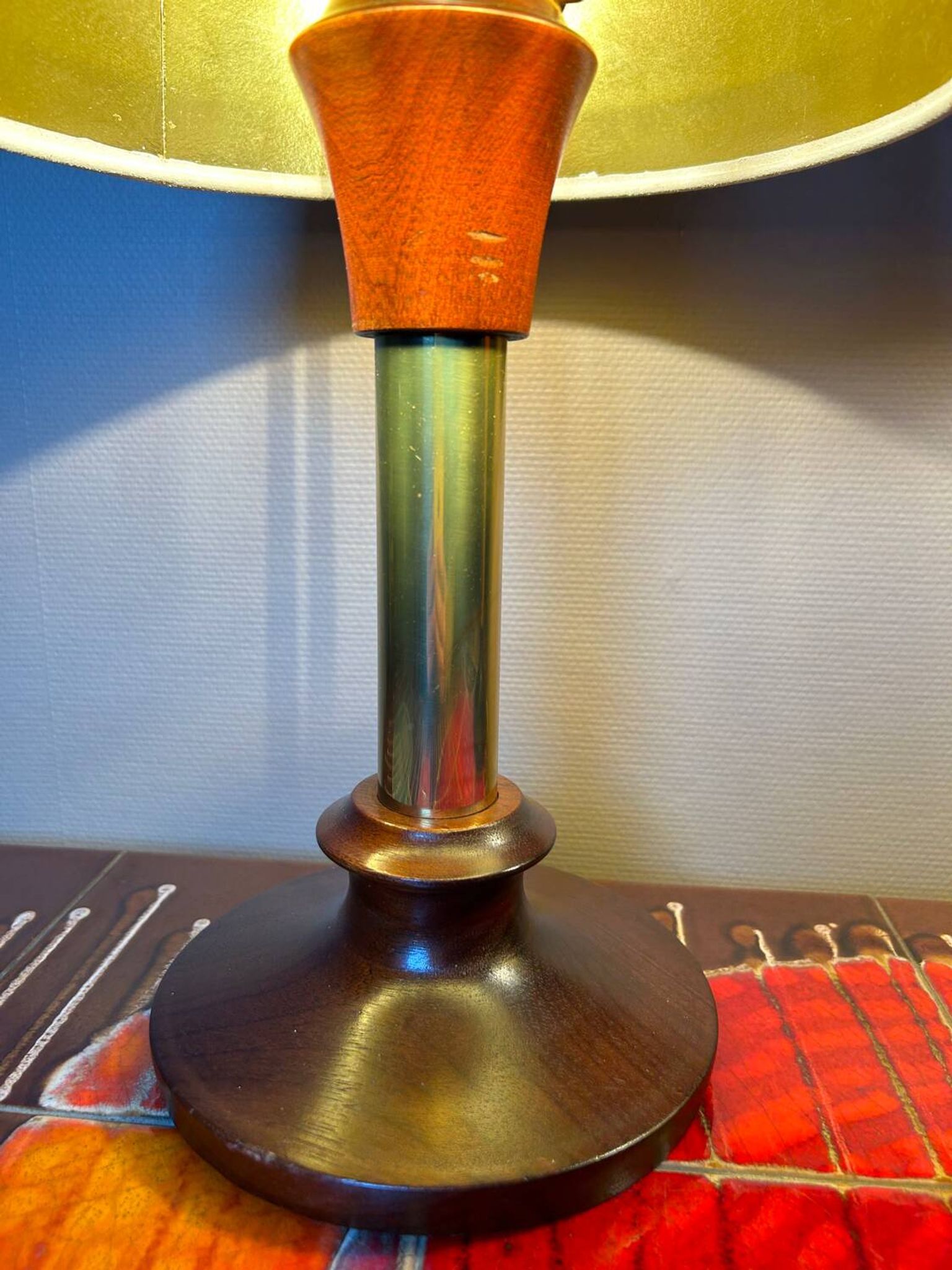 Lampes années 70 bois métal vinyle (X2)