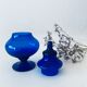 Blue glass apothecary shaped bottle