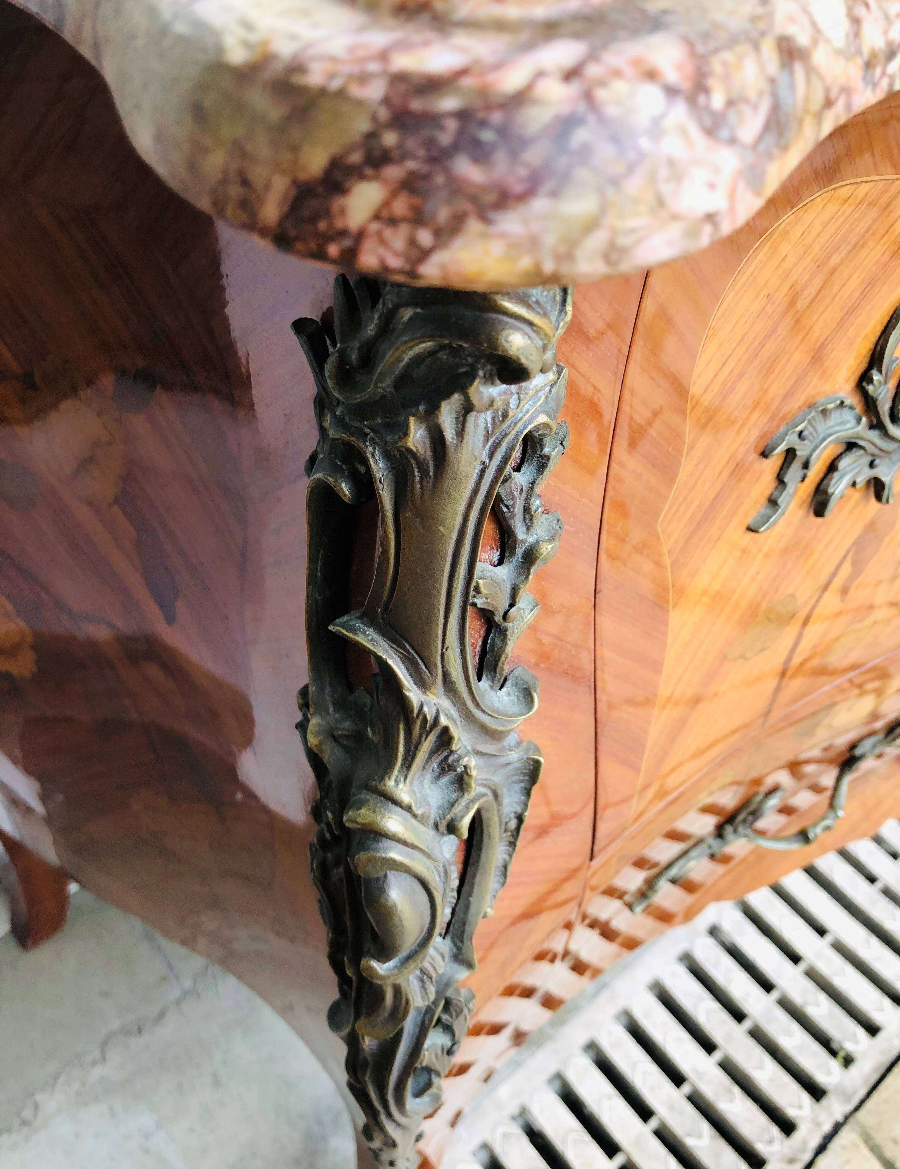 Marquetry chest of drawers two drawers in Louis XV style