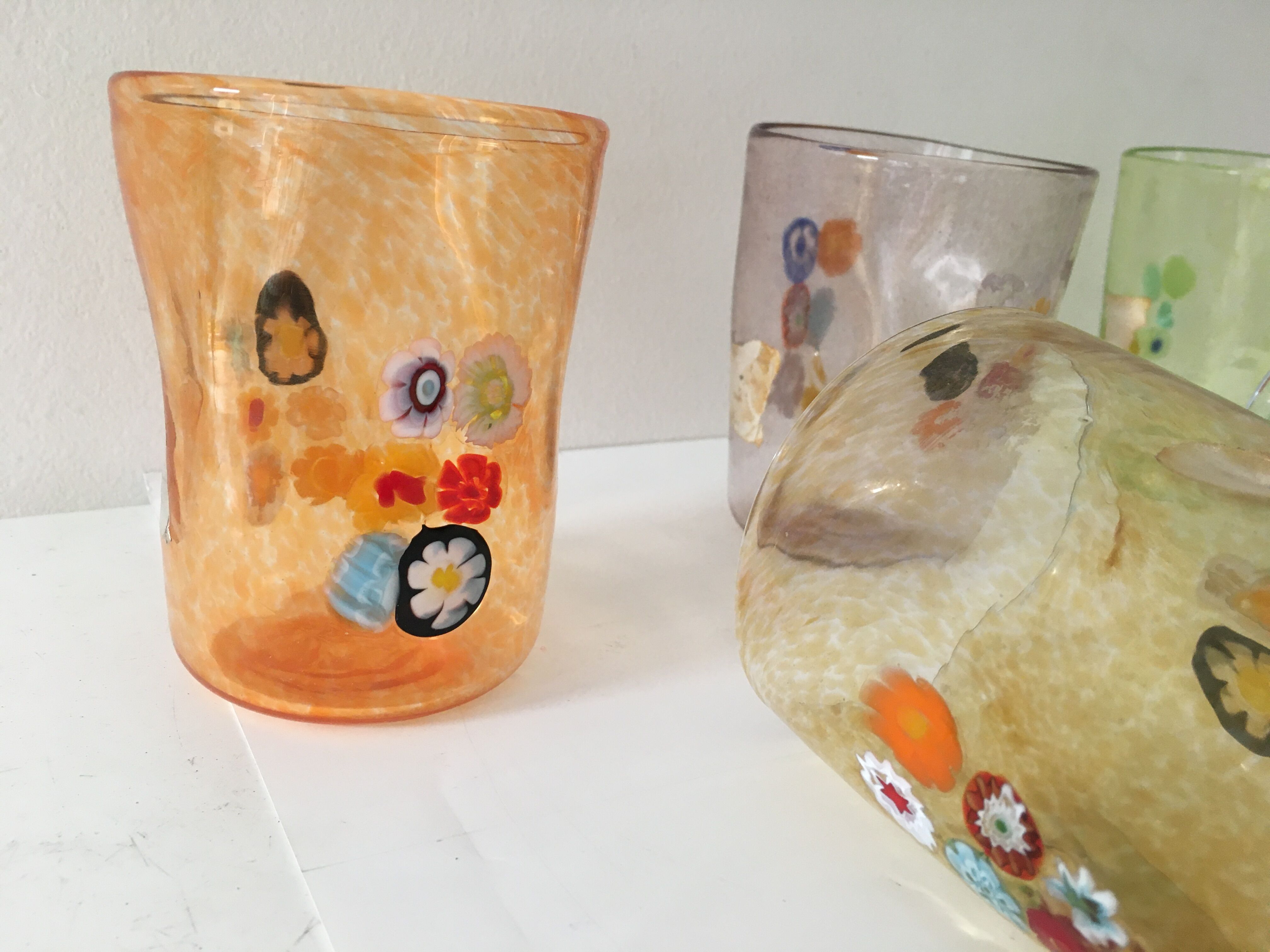 Service of 6 Murano glasses water "goto" "murrisa" in Murano glass unique piece