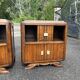 Pair of antique oak bedside tables - Art Deco style with tops