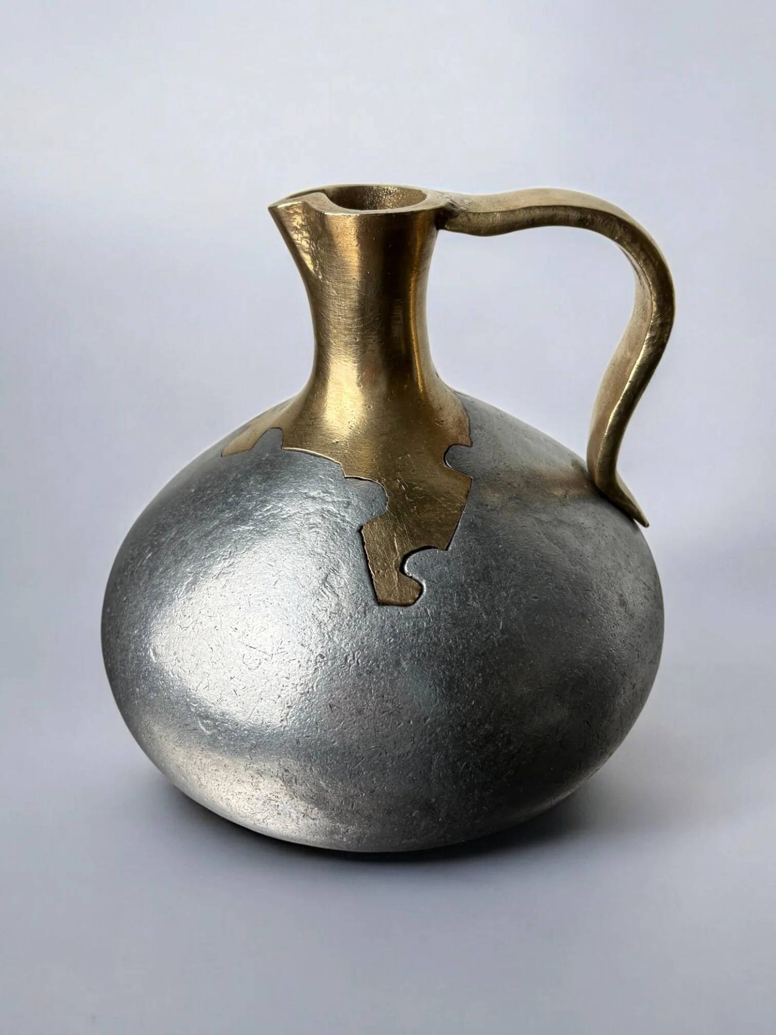 Brutalist pitcher by David Marshall, bronze & aluminium, 1970, Spain