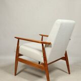 White curly armchair Scandinavian design by H. Lis 1970
