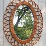 Oval Rattan Flower Mirror