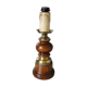 Pied de lampe en bois tourne et laiton années 70/80