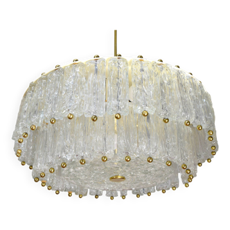 Barovier&Toso Large Mid Century Italian Modern Ice Murano Glass Chandelier