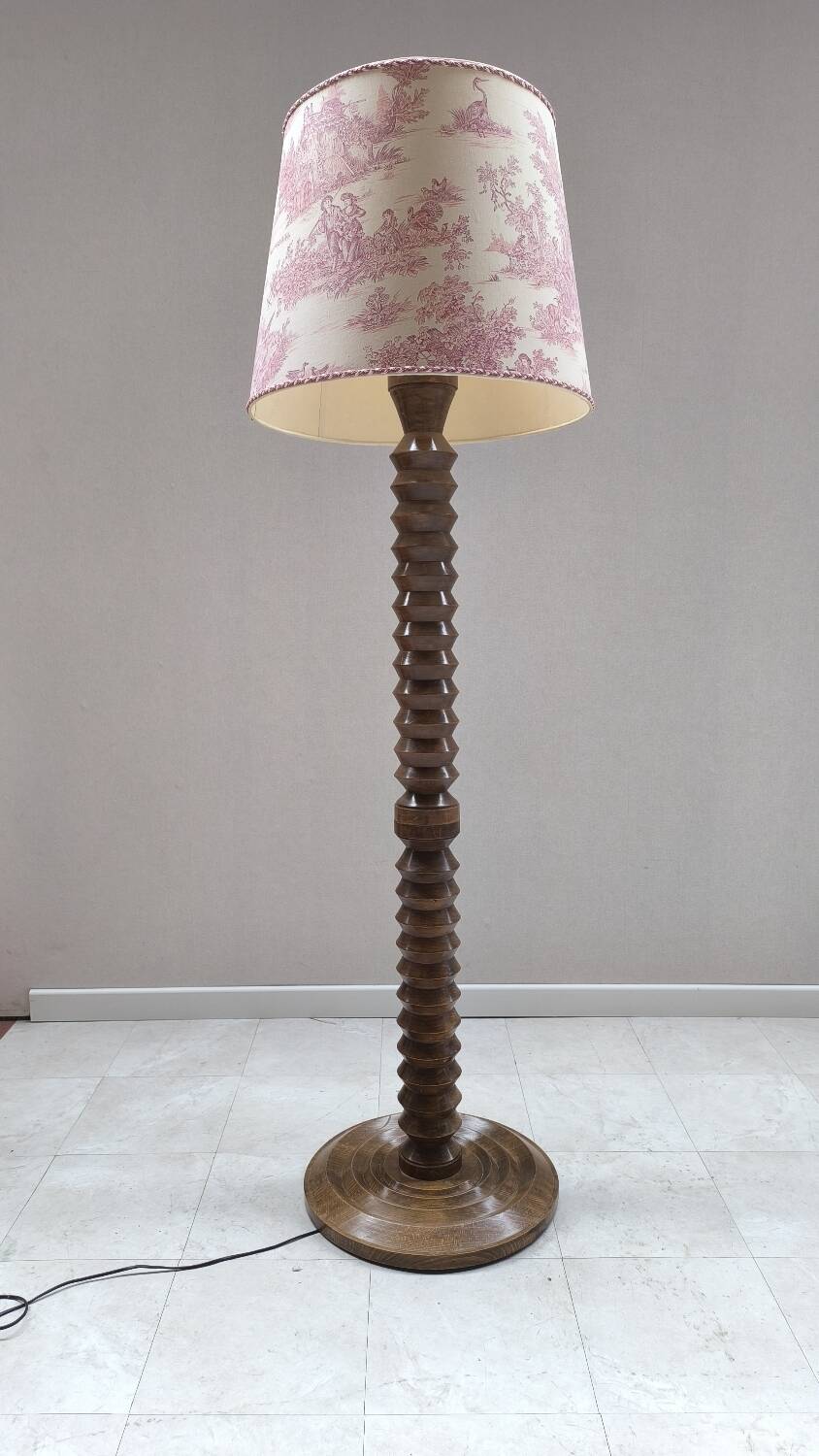 1950s turned wood floor lamp