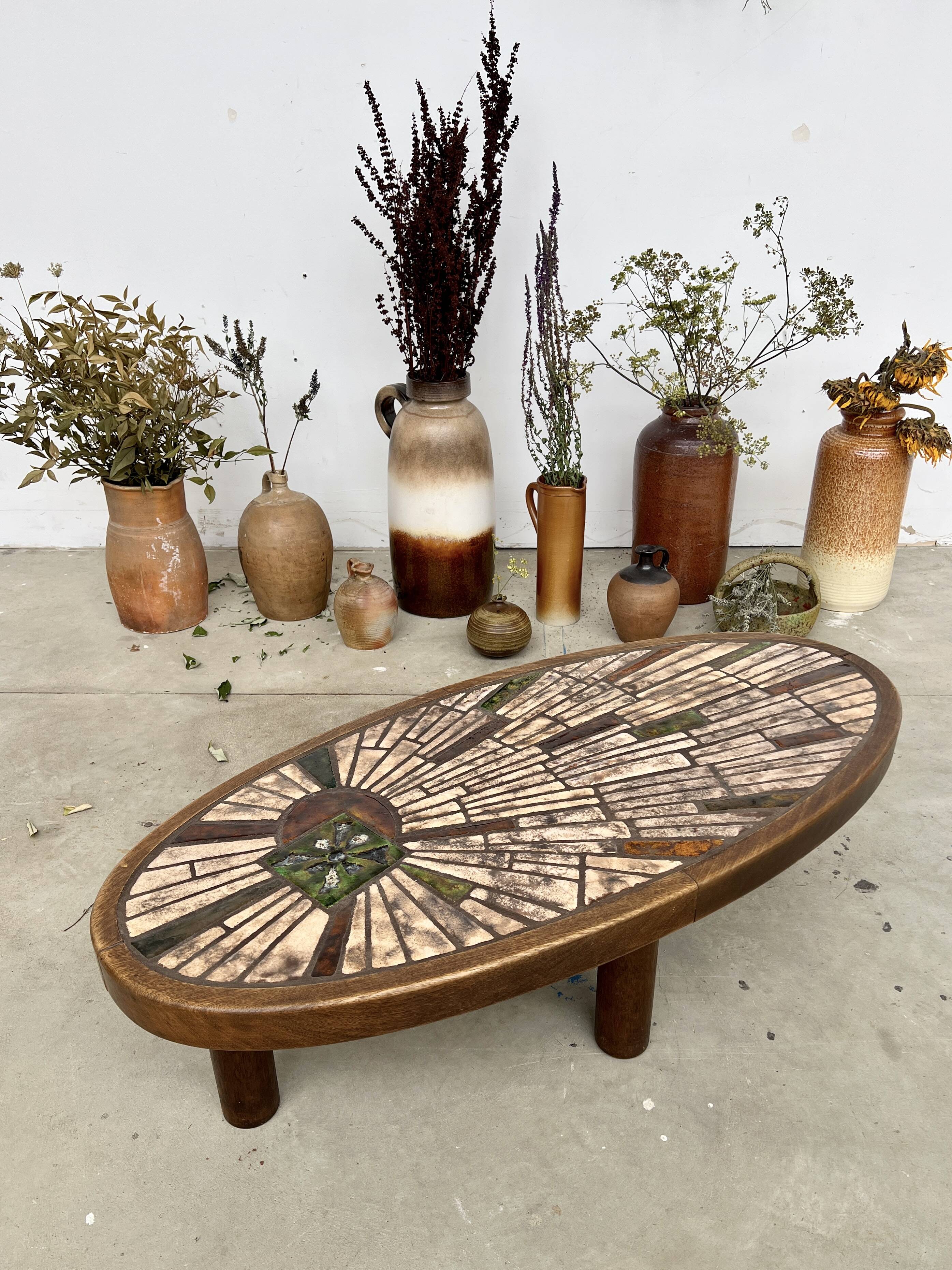 Vallauris oval ceramic coffee table