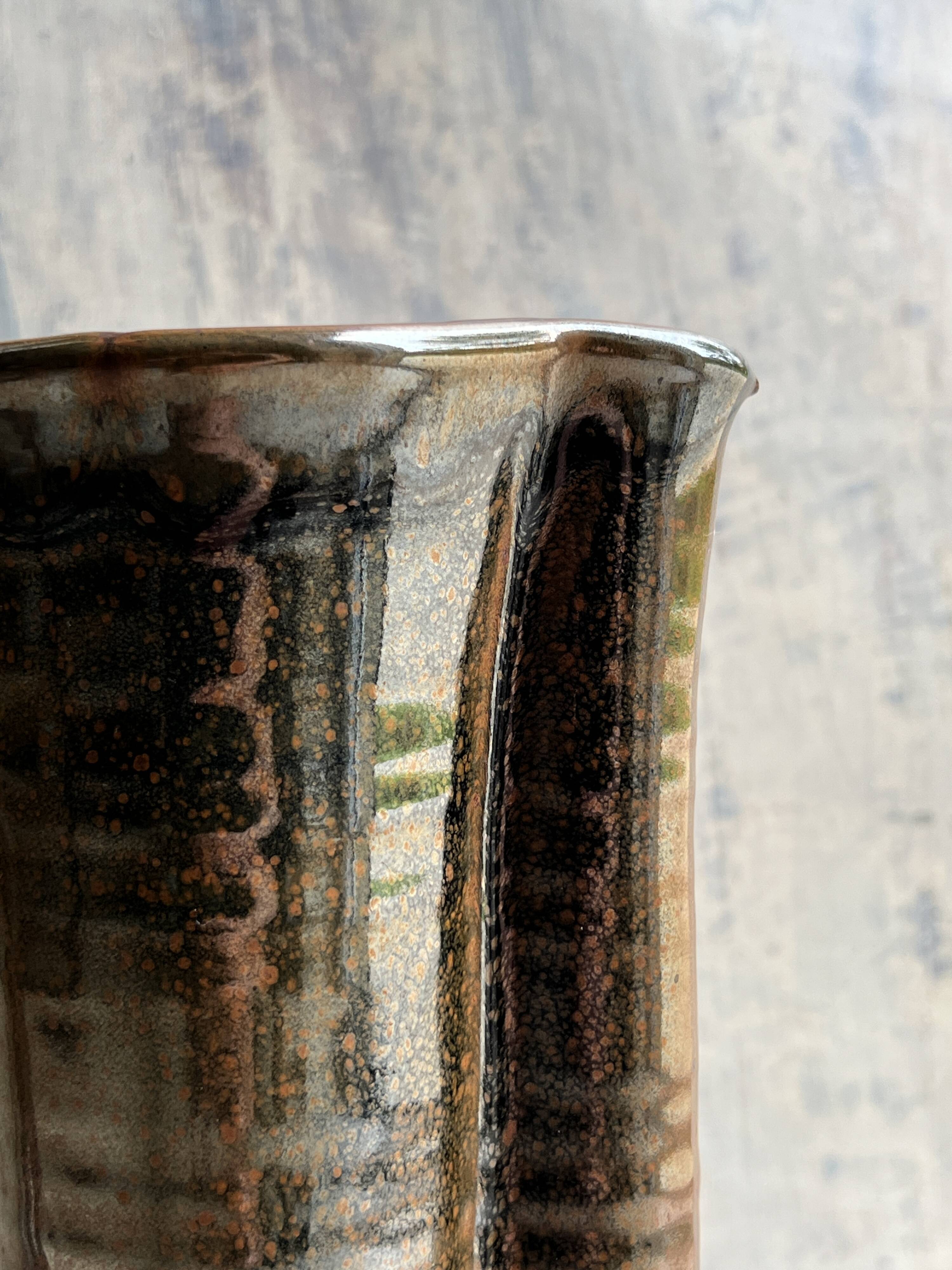 large vase / ceramic pitcher with glaze and signed