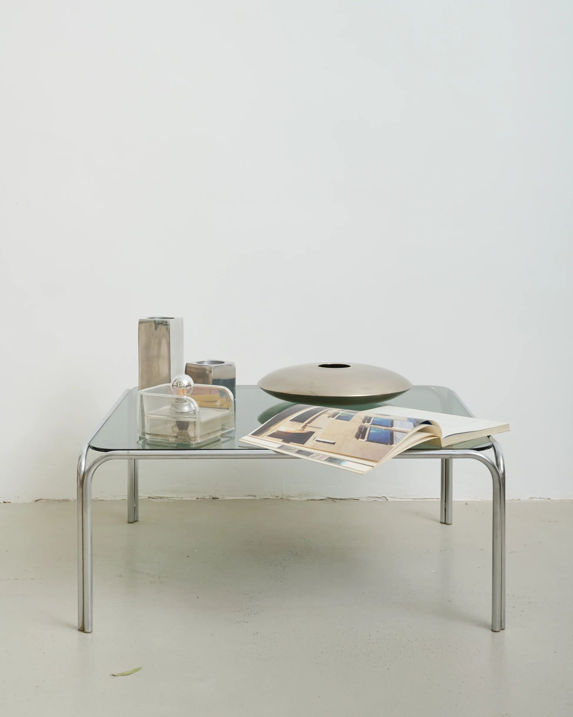 Tubular coffee table with smoked glass top, 1970s