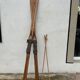 Wooden ski and its sticks