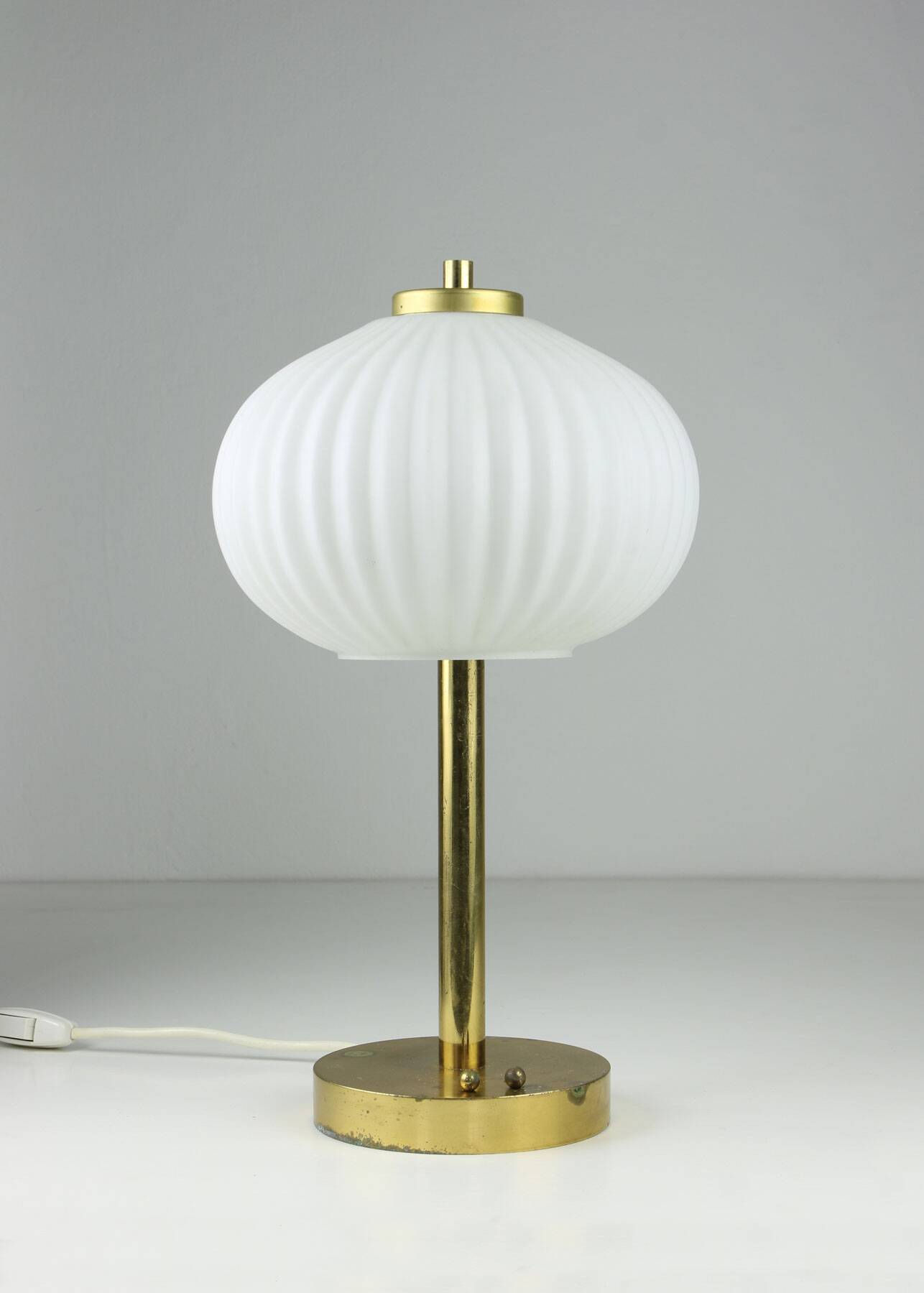 Mid-Century Brass & Glass Table Lamp