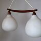Suspension en verre opalin et teck par Uno & Östen Kristiansson, années 1960.