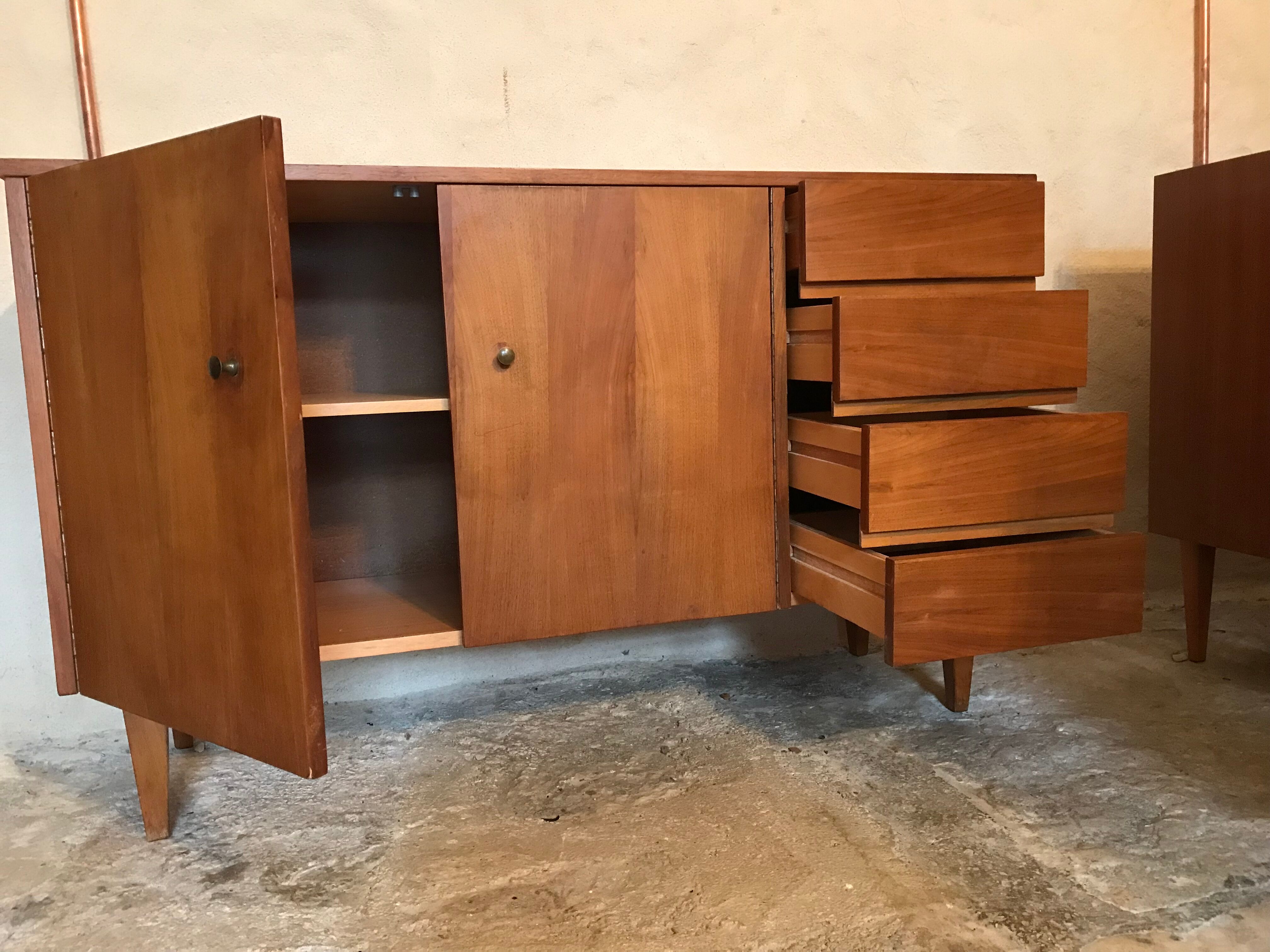 Vintage style scandi enfilade in blond walnut veneer