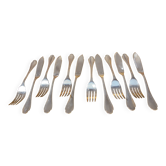 6x2 silver metal fish cutlery alfenide orfévrerie christofle