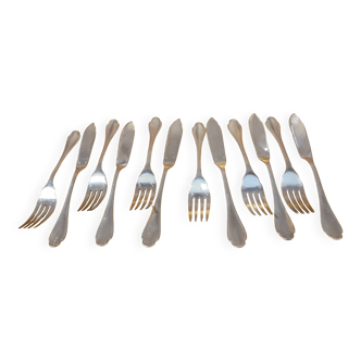 6x2 couverts à poisson métal argenté alfenide orfévrerie christofle