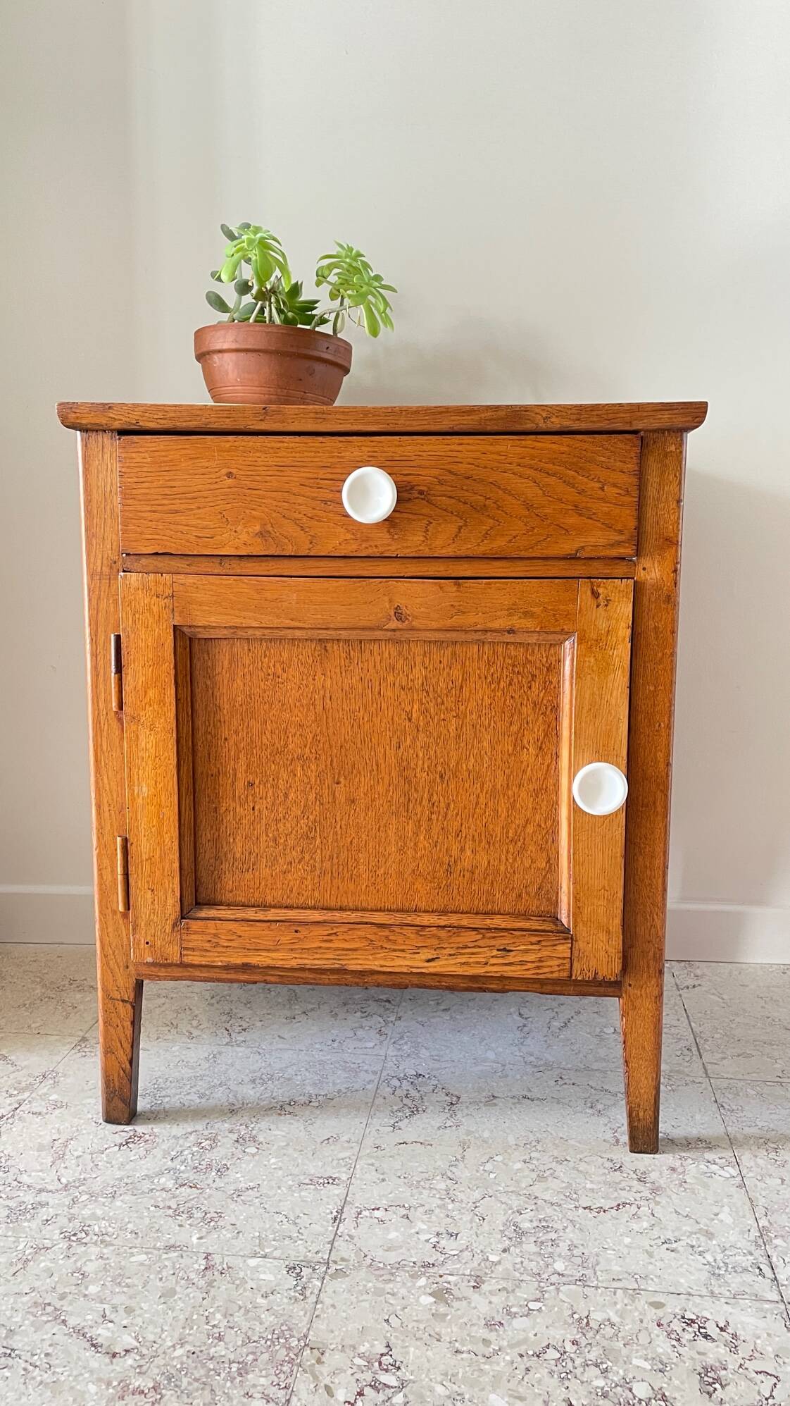 Oak bedside table from the 1950s
