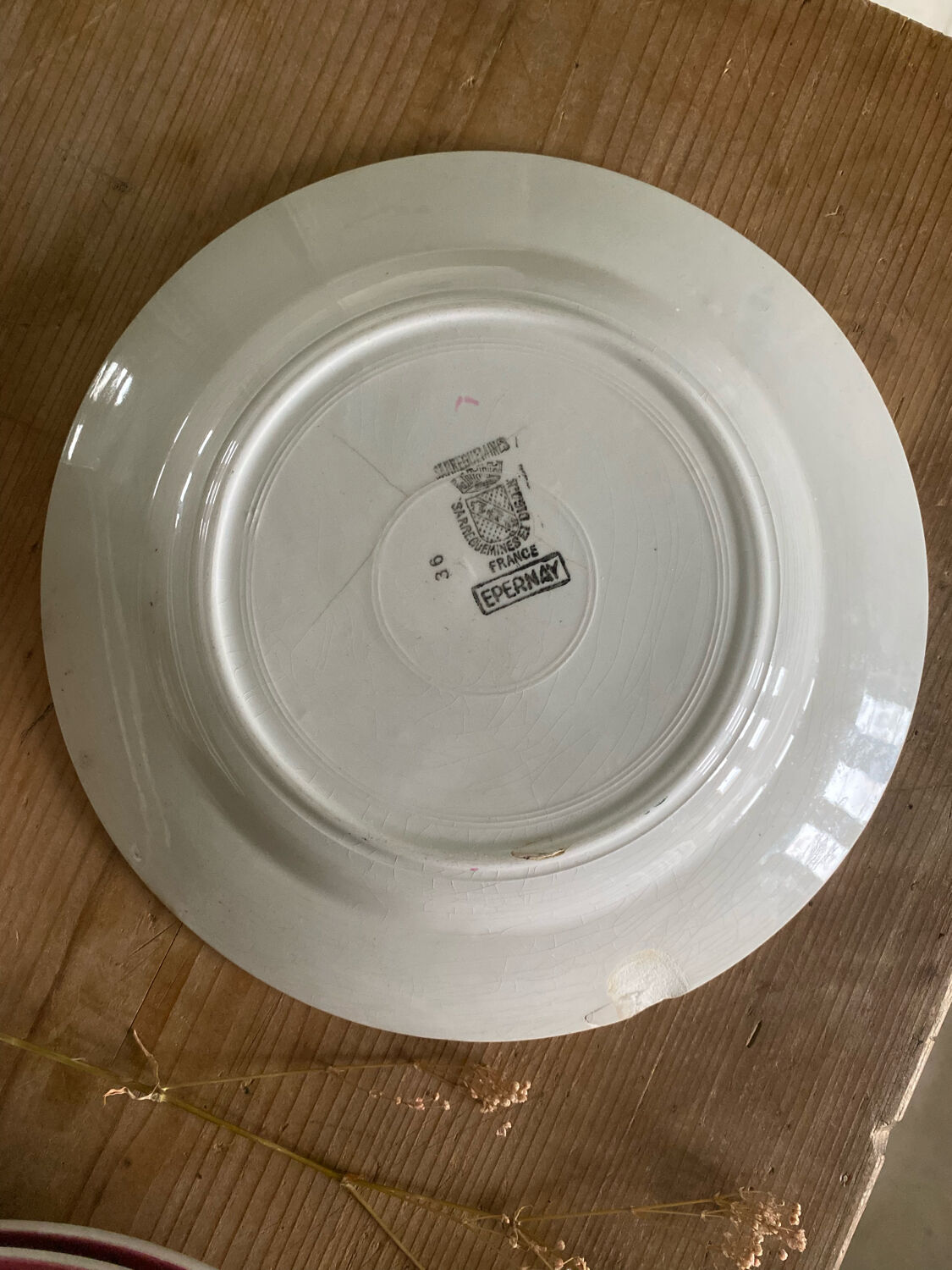 Set of 5 old flat plates Epernay Sarreguemines Digoin