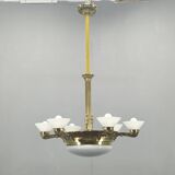Art Deco chandelier with glass shade, Czechoslovakia, 1930s