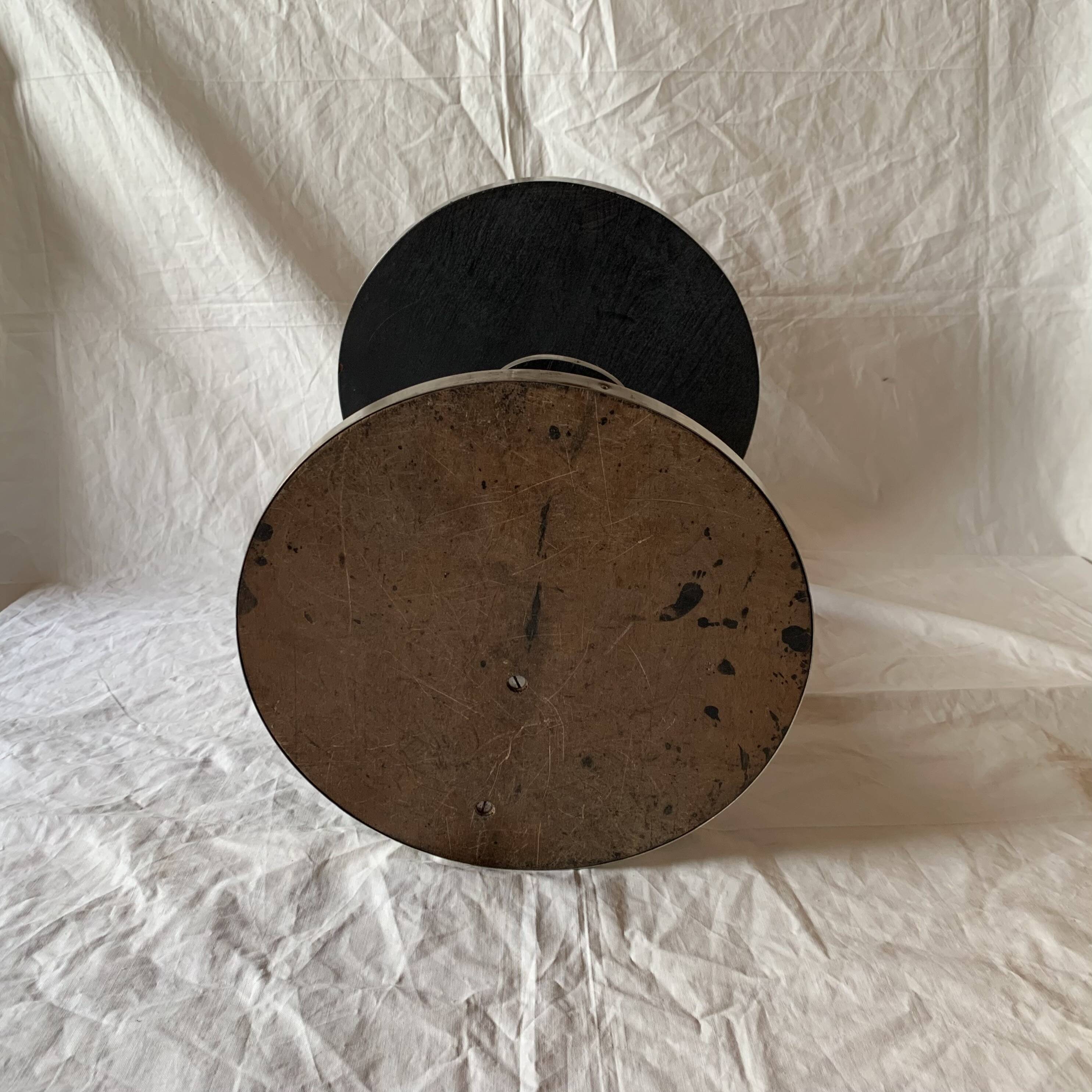 Vintage side table in glass, wood and aluminum