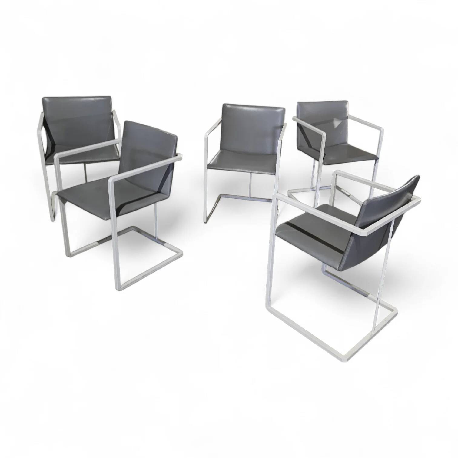4 x Pierre Mazairac & Karel Boonzaaijer, Hennie de Jong int, grey fabric, white steel, 1970s