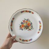 Plat rond Digoin, corbeille de fleurs