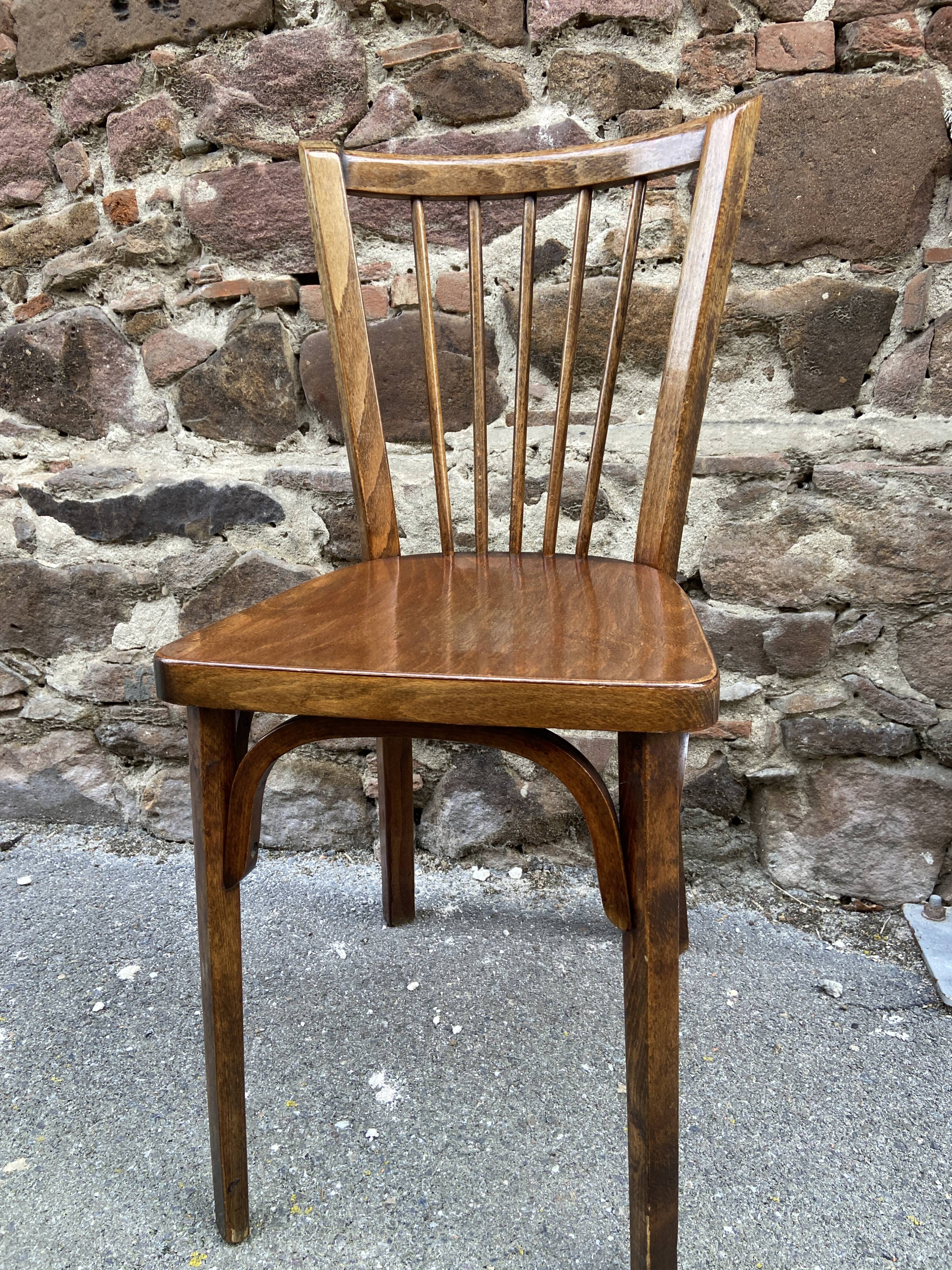 set of 4 Viennese chairs Curved wood Restaurant Paris bistro Fischel Baumann fanett Nr 12 years