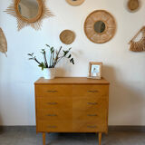 Vintage oak chest of drawers from the 1960s.