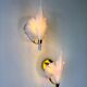 Pair of "Calla Lily" leaf-shaped wall sconces, Murano glass & gilt brass, Italy, circa 1970s