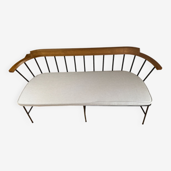 Banc mim, noyer massif et métal, vergés design