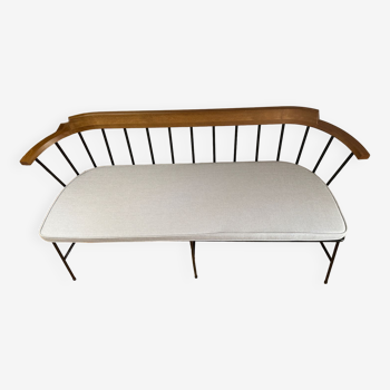 Mim bench, solid walnut and metal, vergés design