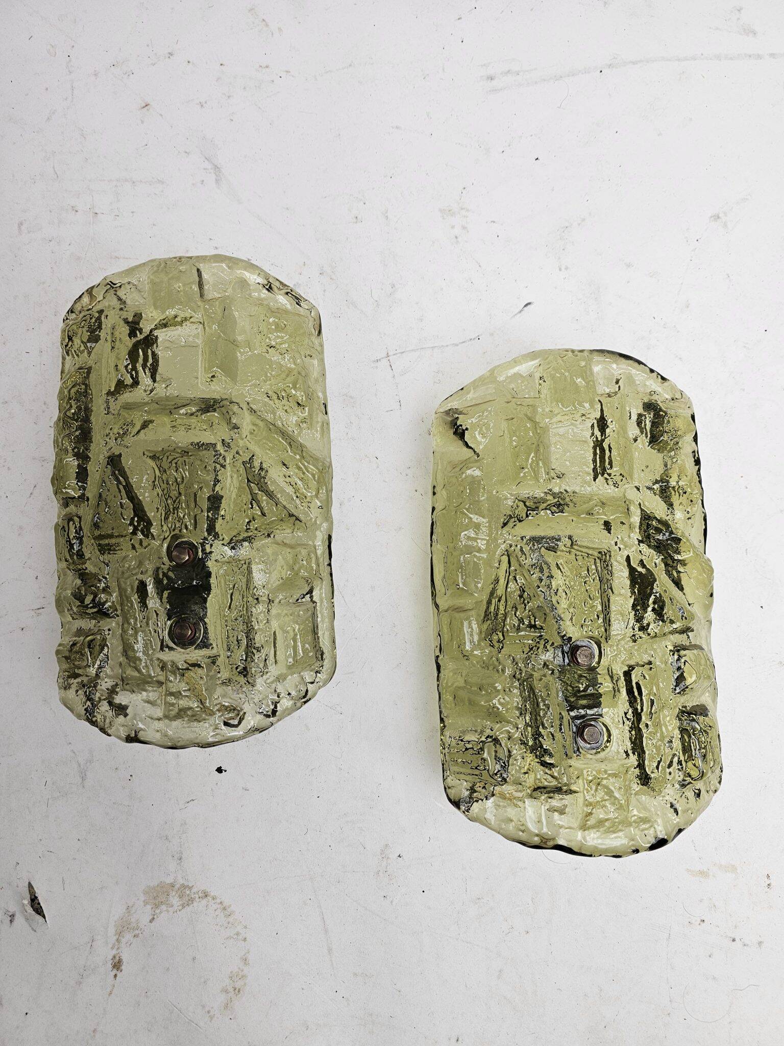 Ensemble de lampes murales en verre vert Holmegaard
