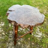 Coffee table log Elm burl? brutalist work 60s 70s