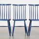 Set of 3 beautiful vintage 1960s blue wooden dining chairs/spindle chairs