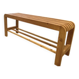 Banc à chaussures en bois massif recyclé avec rangement – Idéal pour entrée ou vestibule