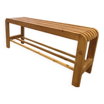 Banc à chaussures en bois massif recyclé avec rangement – Idéal pour entrée ou vestibule