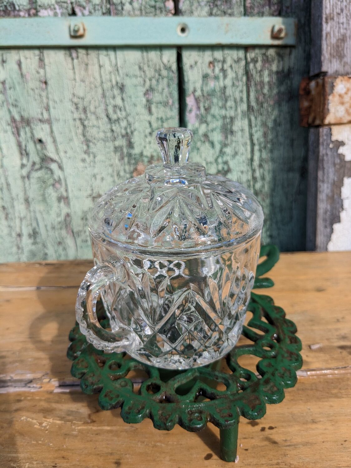 Sucrier en verre vintage