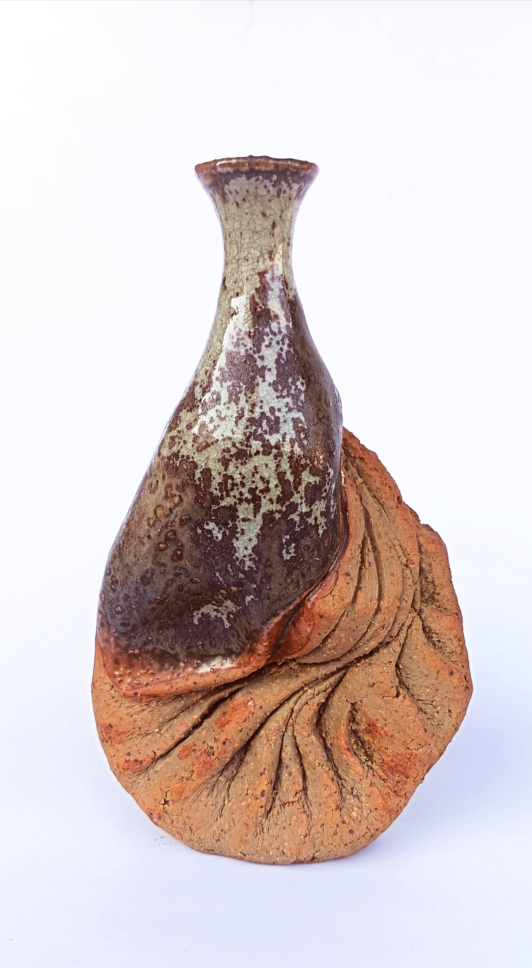 Organic stoneware vase-sculpture signed