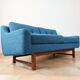 Norwegian living room set in blue fabric, vintage scandinavian 1960s