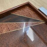 Duo of vintage wooden trays marked art deco