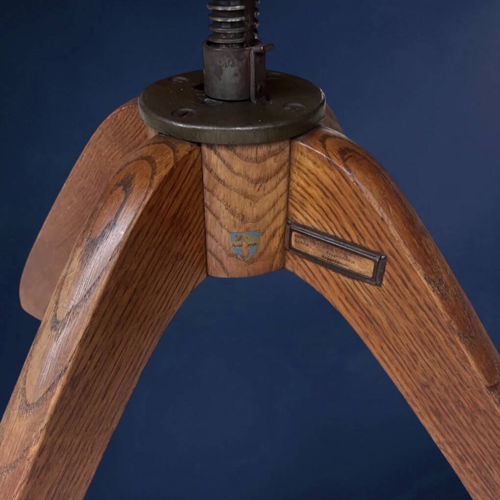 Swedish adjustable office chair Åtvidabergs in wood and metal, 1930s