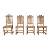 Set of 4 natural wood chairs, Henri II style