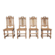 Set of 4 natural wood chairs, Henri II style