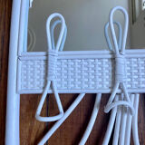 White rattan mirror