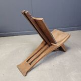 Fauteuil de chef cérémoniel africain avec table, en bois sculpté à la main, années 1960