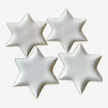 Set of 4 star-white earthenware plates