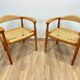 Pair of Scandinavian armchairs in woven teak