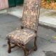 Vintage Louis XIII chair in solid wood and ecru fabric