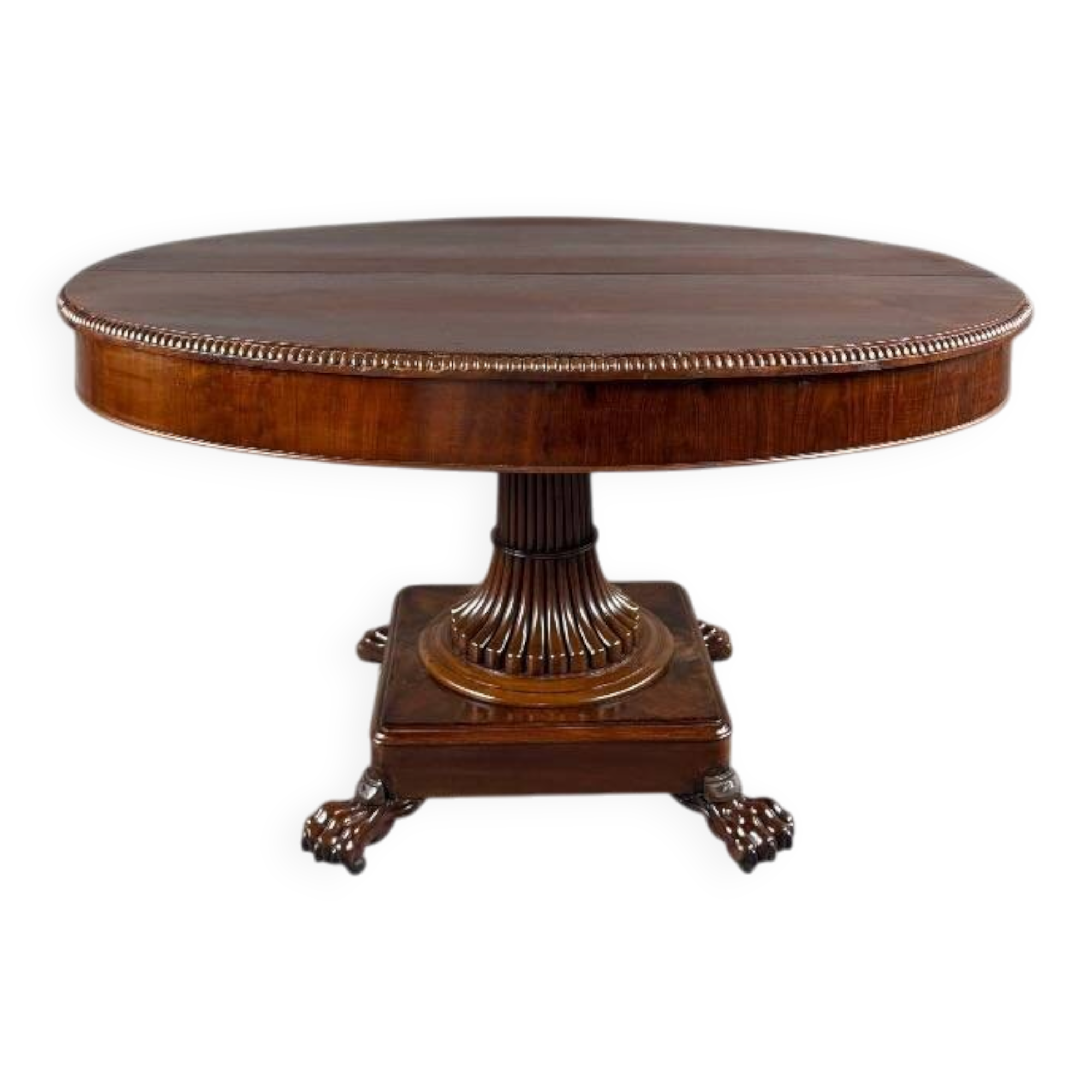 Oval Empire-style table with a central pedestal, 19th century.